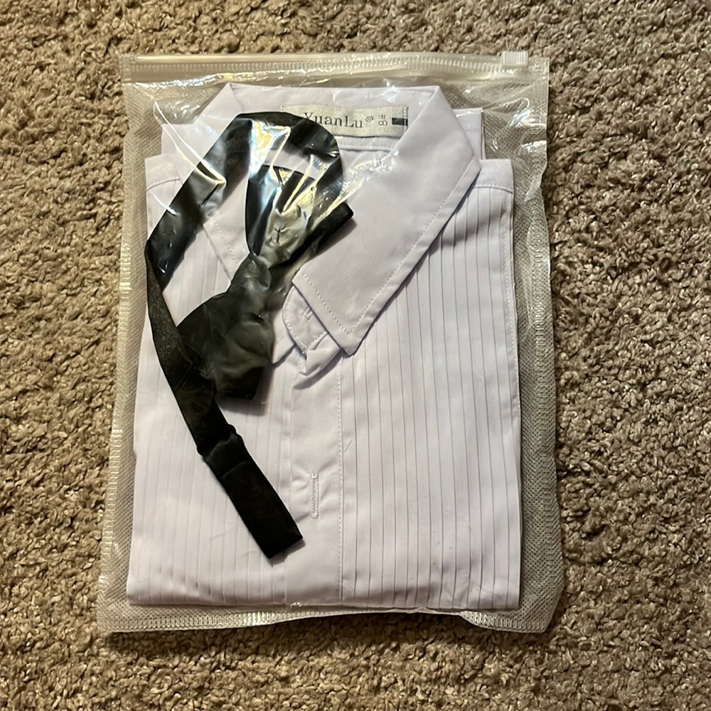 New boys tuxedo shirt and bow tie